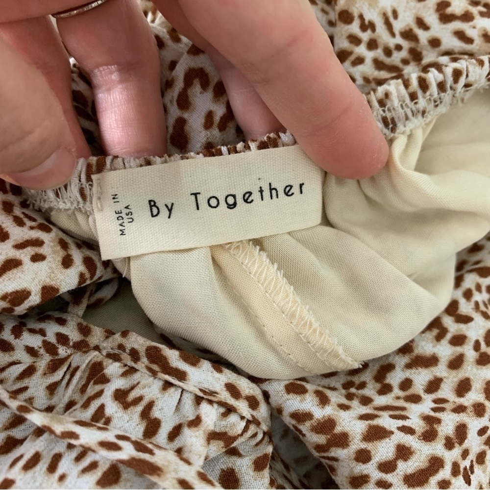 By Together Animal Print Baby Doll Mini Sun Dress Lace Up Back Sz L - Picture 14 of 17